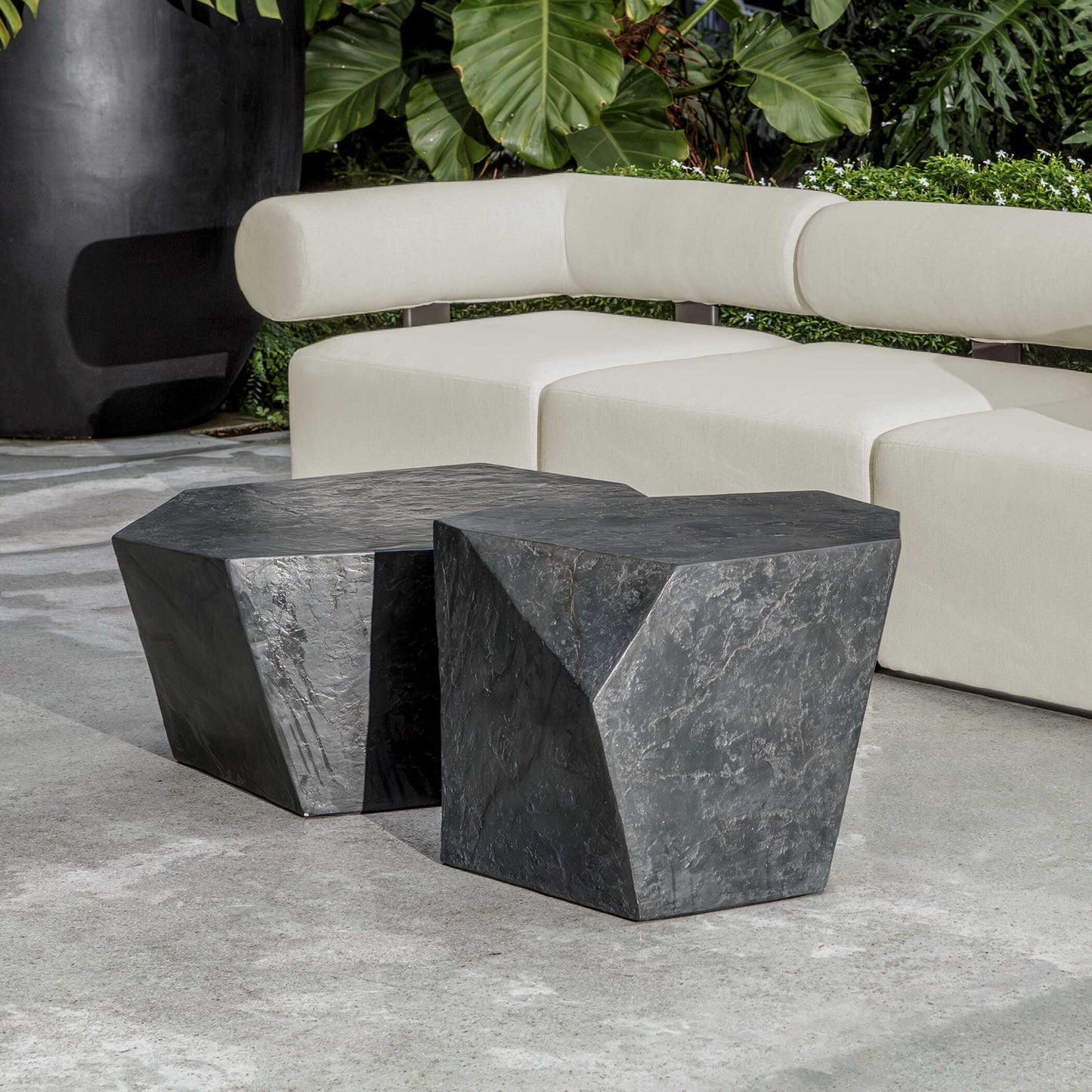 Uttermost Bolster Back White Outdoor Corner Sofa