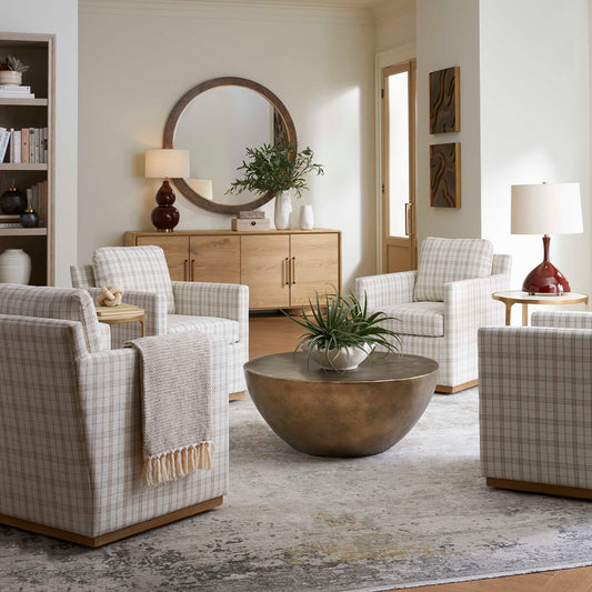 Uttermost Basie Casual Linen Swivel Chair