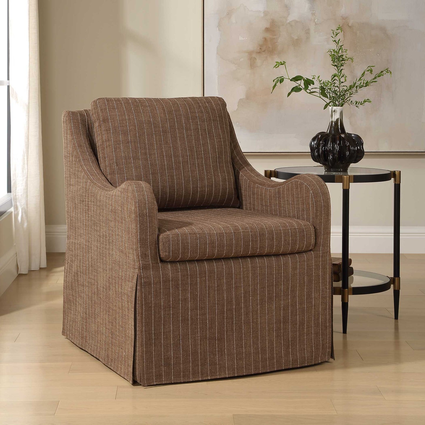 Uttermost Luisa Pinstripe Swivel Chair