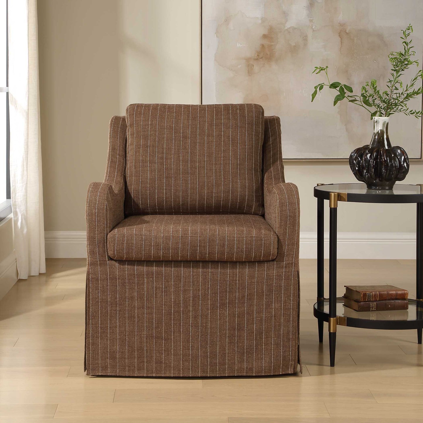 Uttermost Luisa Pinstripe Swivel Chair