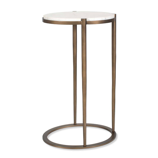 Uttermost Mercier Round Marble Accent Table - Brass,White