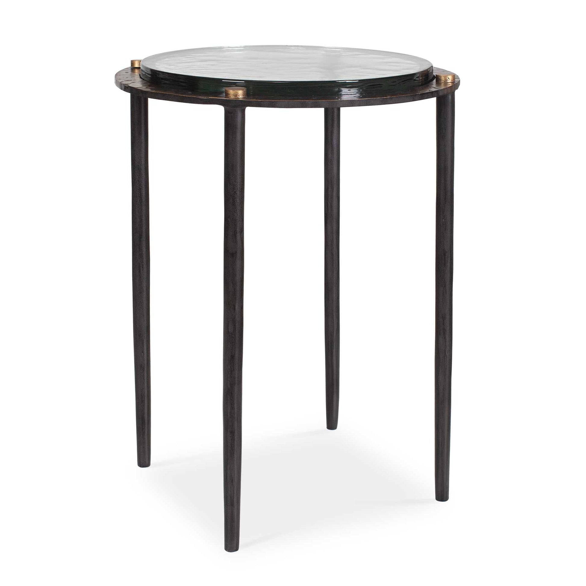 Uttermost Kennington Round Glass Accent Table - Black,Brass,Bronze