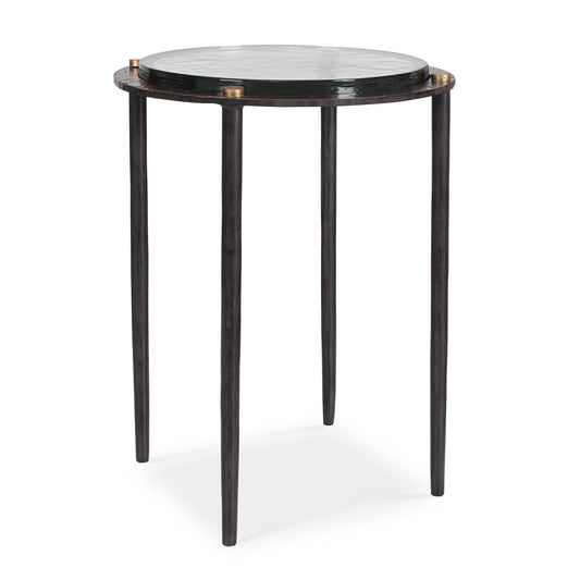 Uttermost Kennington Round Glass Accent Table - Black,Brass,Bronze