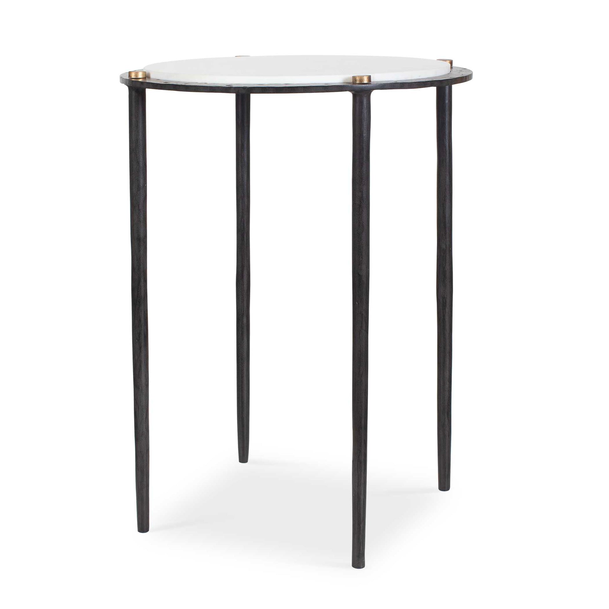 Uttermost Wren Round White Marble Accent Table - Bronze,White