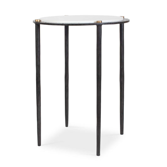 Uttermost Wren Round White Marble Accent Table - Bronze,White