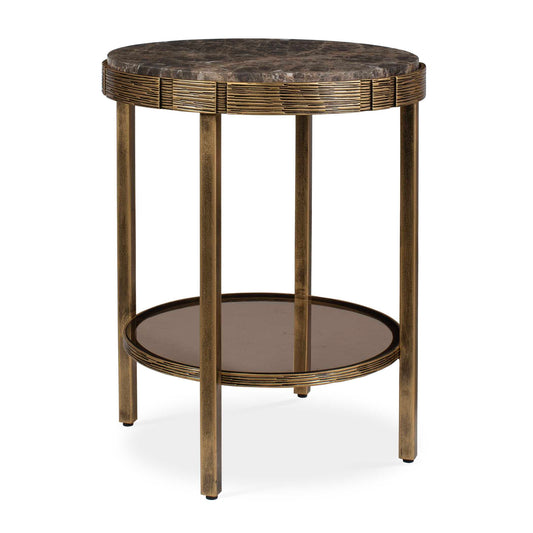Uttermost Cusano Round Dark Marble Accent Table - Brass,Brown