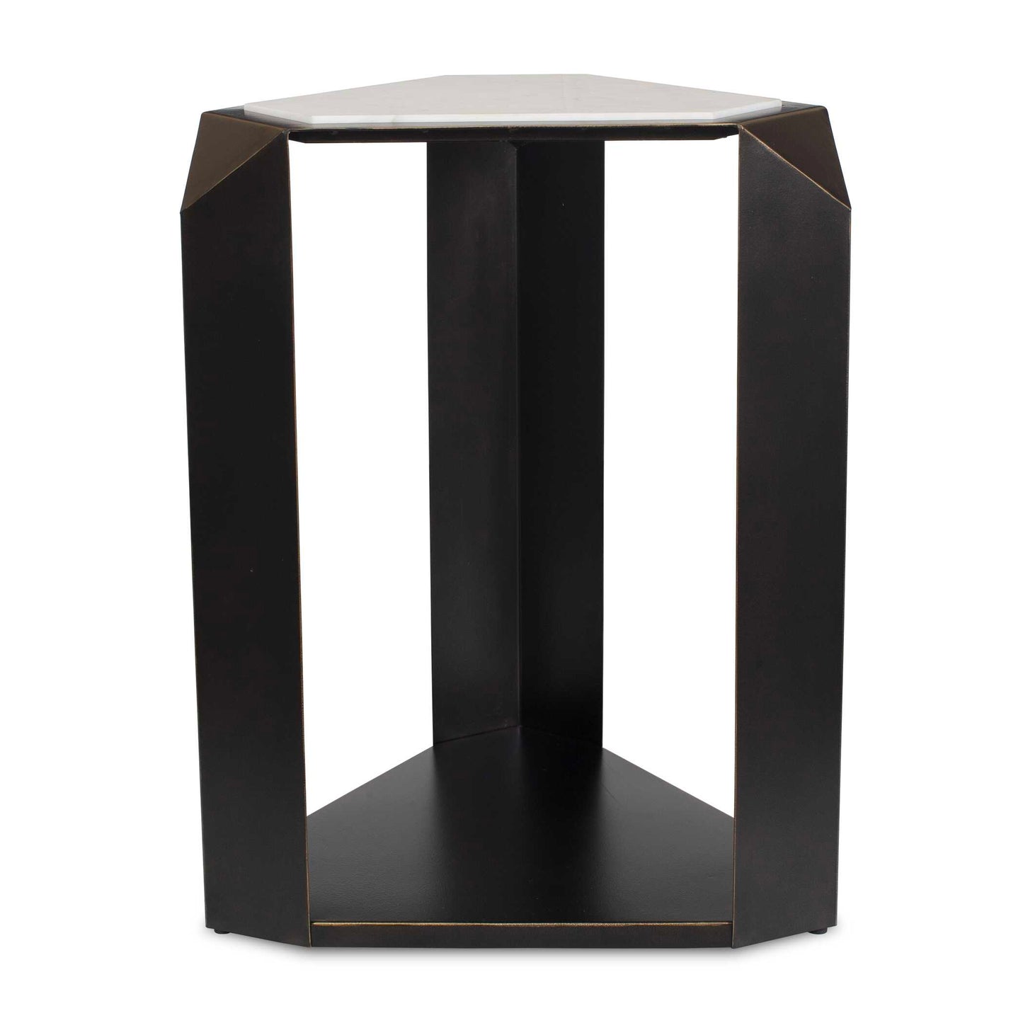Uttermost Keenan Geometric Accent Table - Bronze,White