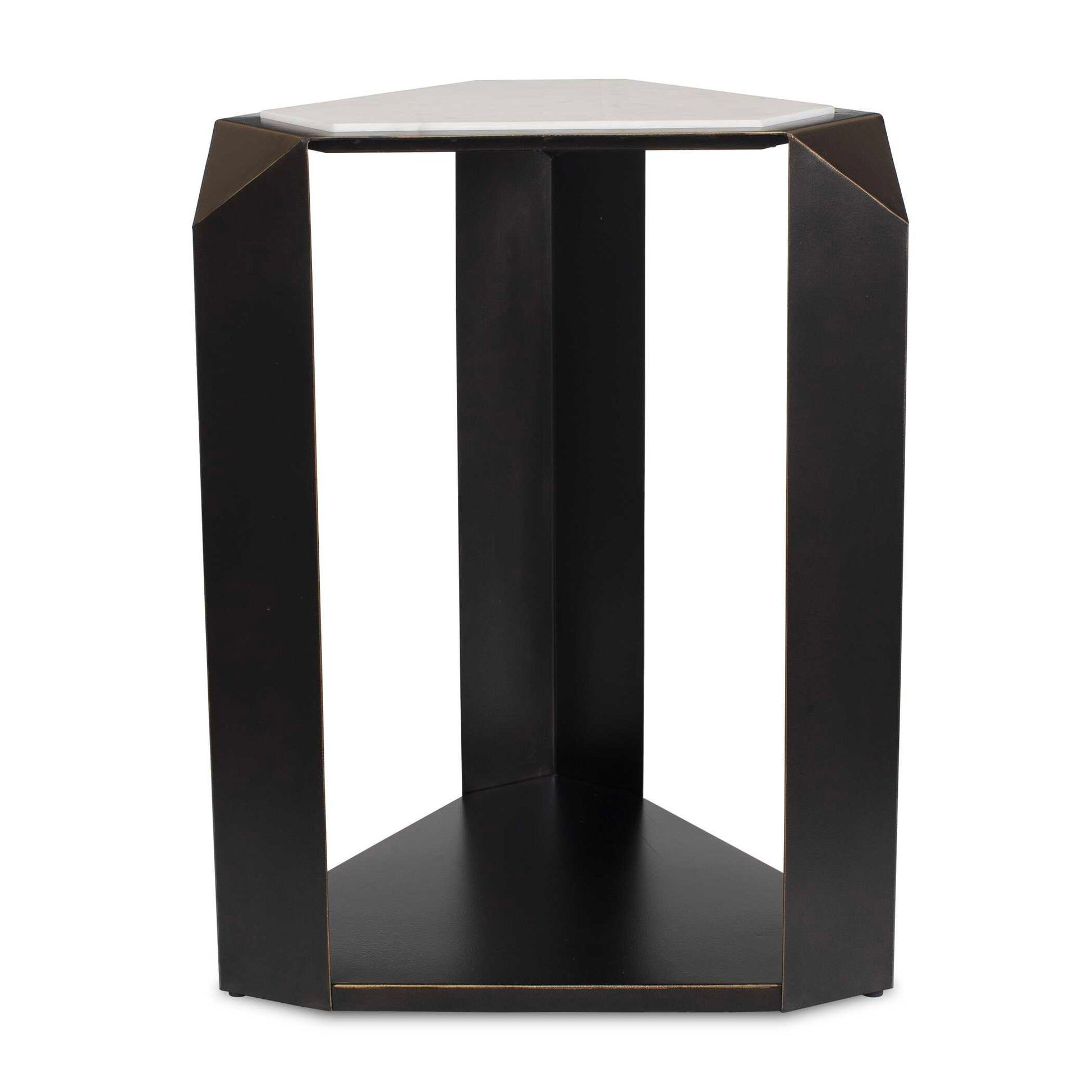 Uttermost Keenan Geometric Accent Table - Bronze,White