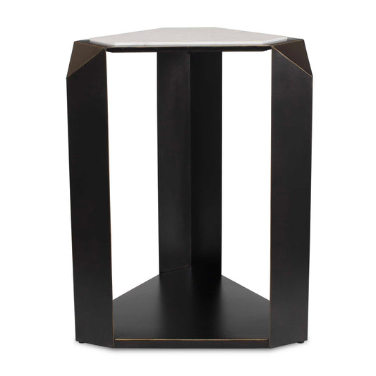 Uttermost Keenan Geometric Accent Table - Bronze,White