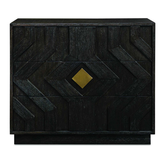 Uttermost Faulkner 3 Drawer Modern Chest - Black,Brass