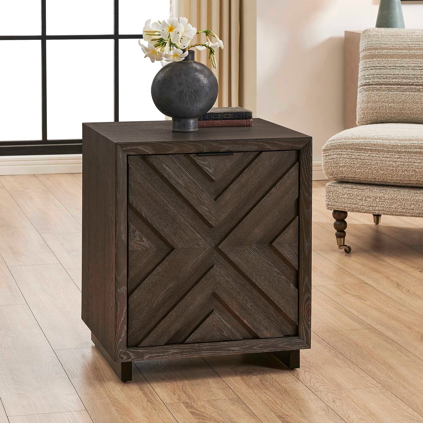 Uttermost Barrett Dark Charcoal Oak Cabinet
