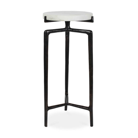 Uttermost Tobias White Marble Slab Drink Table - Bronze,White