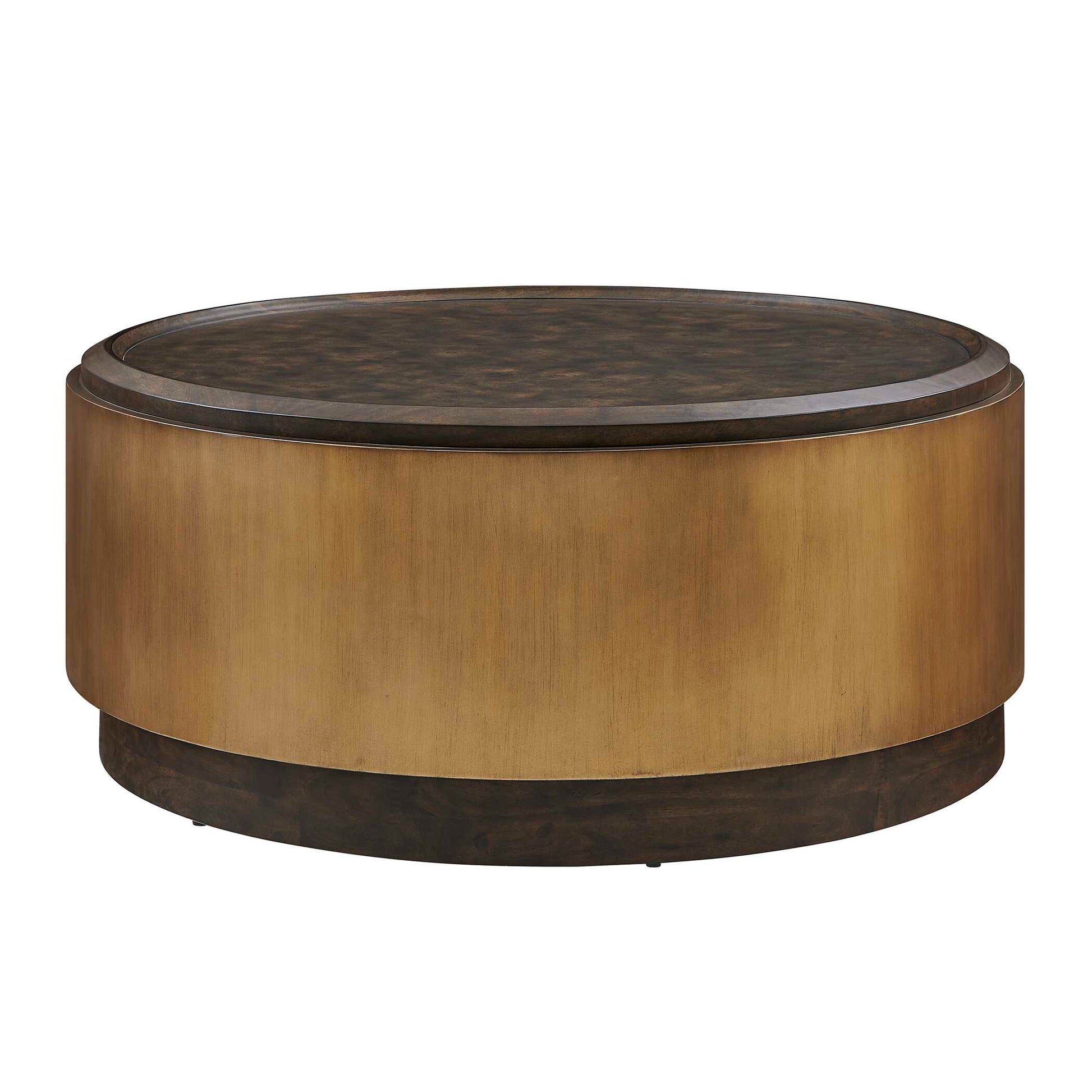 Uttermost Parrish Round Coffee Table - Brass,Woodtone