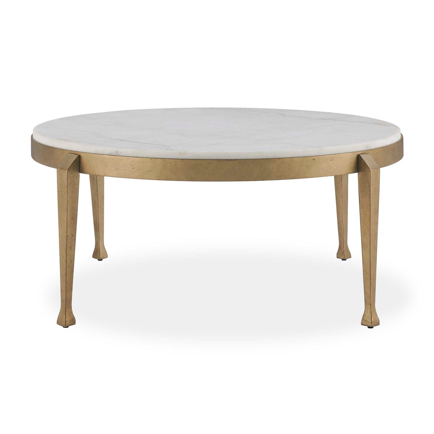 Uttermost Tylan Round Marble Coffee Table - Brass,White
