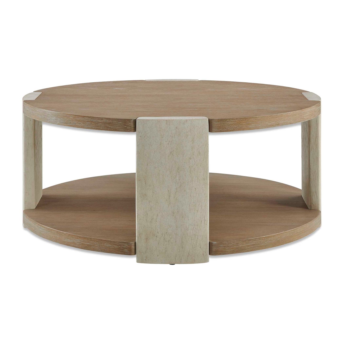 Uttermost Maulet Round Oak Coffee Table - White,Woodtone