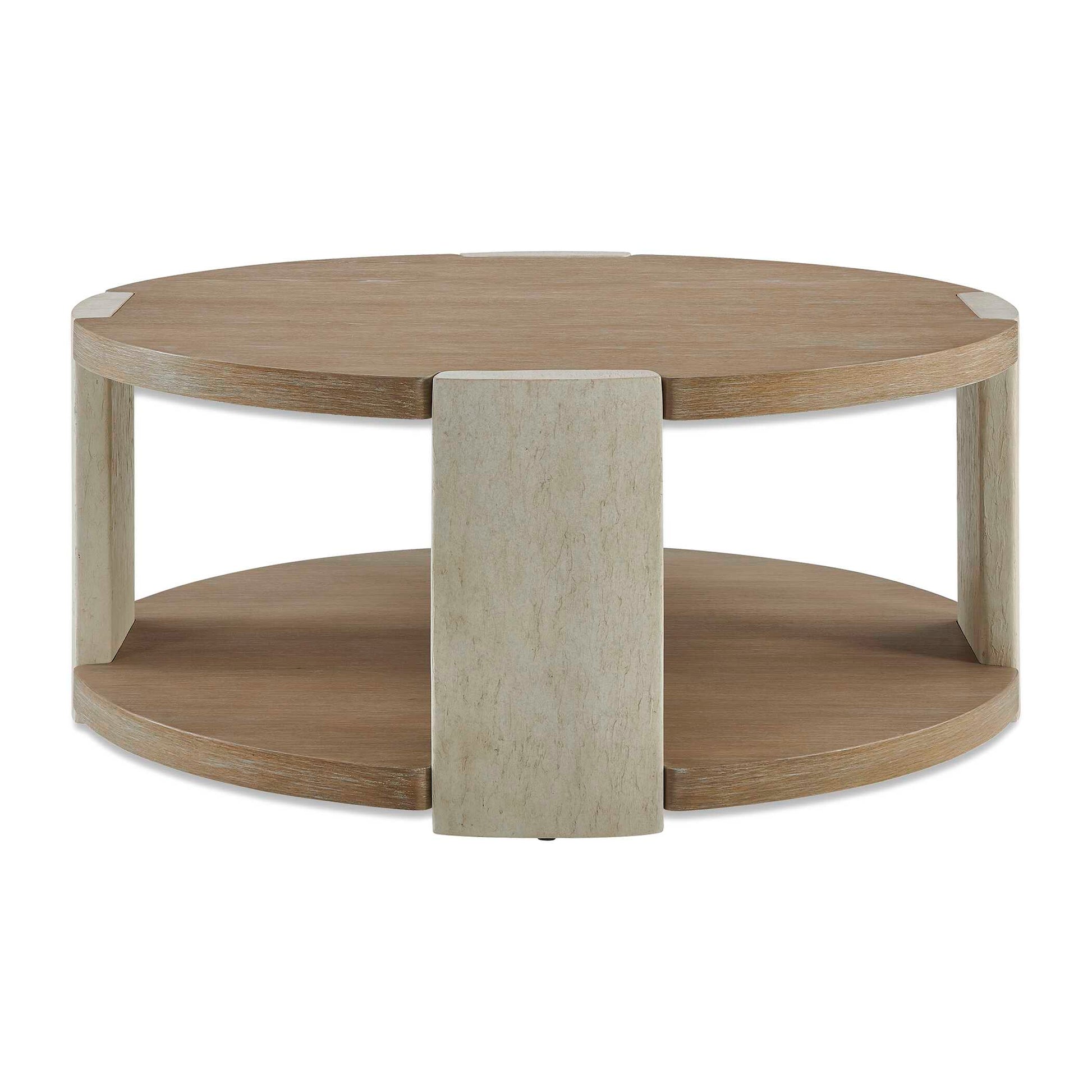 Uttermost Maulet Round Oak Coffee Table - White,Woodtone