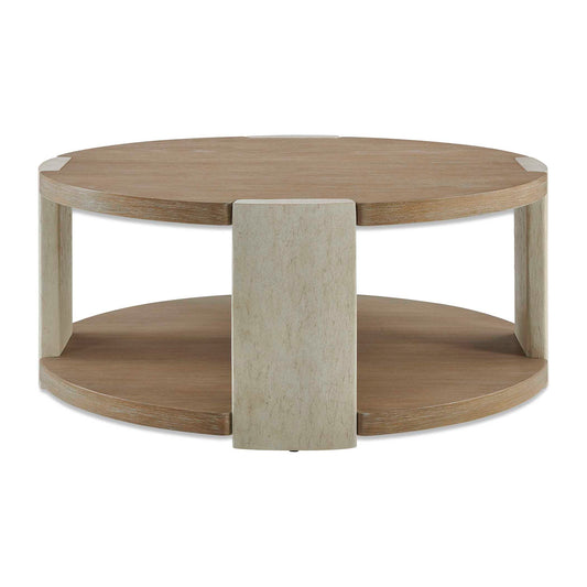 Uttermost Maulet Round Oak Coffee Table - White,Woodtone