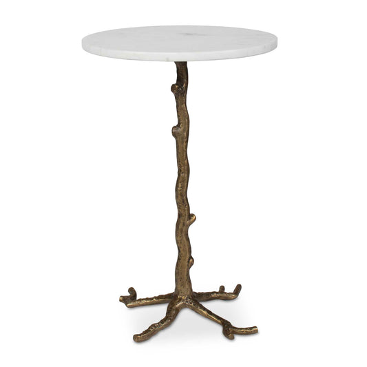 Uttermost Calais White Marble Accent Table - Brass,White