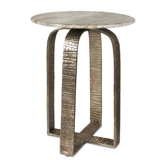 Uttermost Warner Indoor-Outdoor Side Table - Silver,White