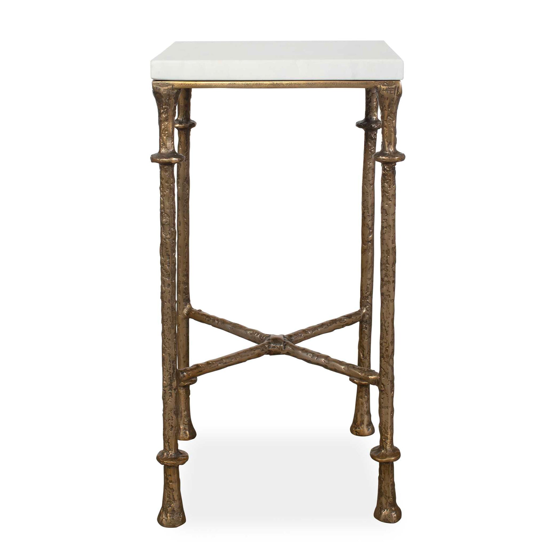Uttermost Penelope White Marble Accent Table - Brass,White
