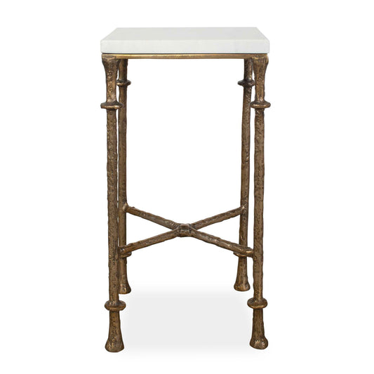 Uttermost Penelope White Marble Accent Table - Brass,White