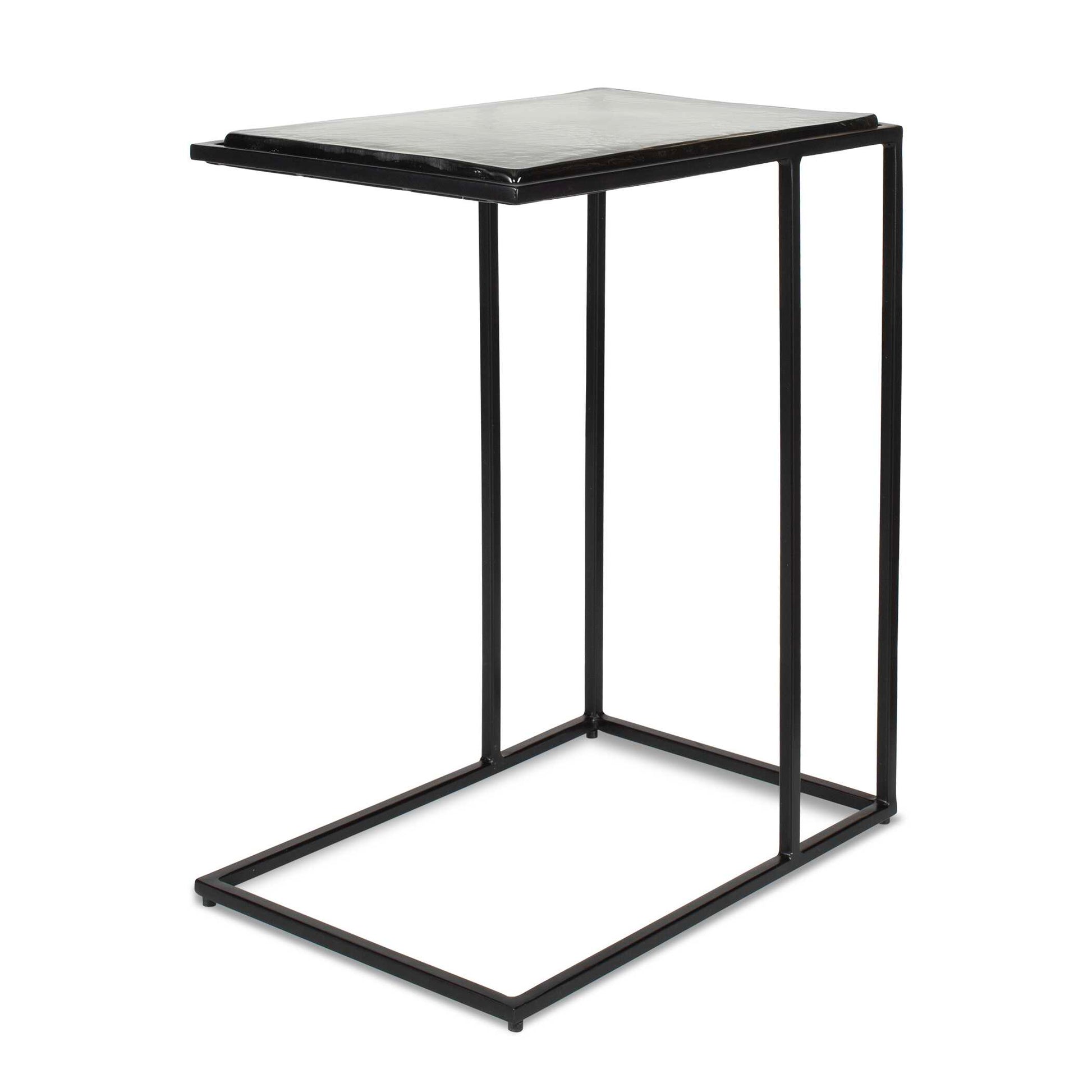 Uttermost Mateo Glass Top Accent Table - Black
