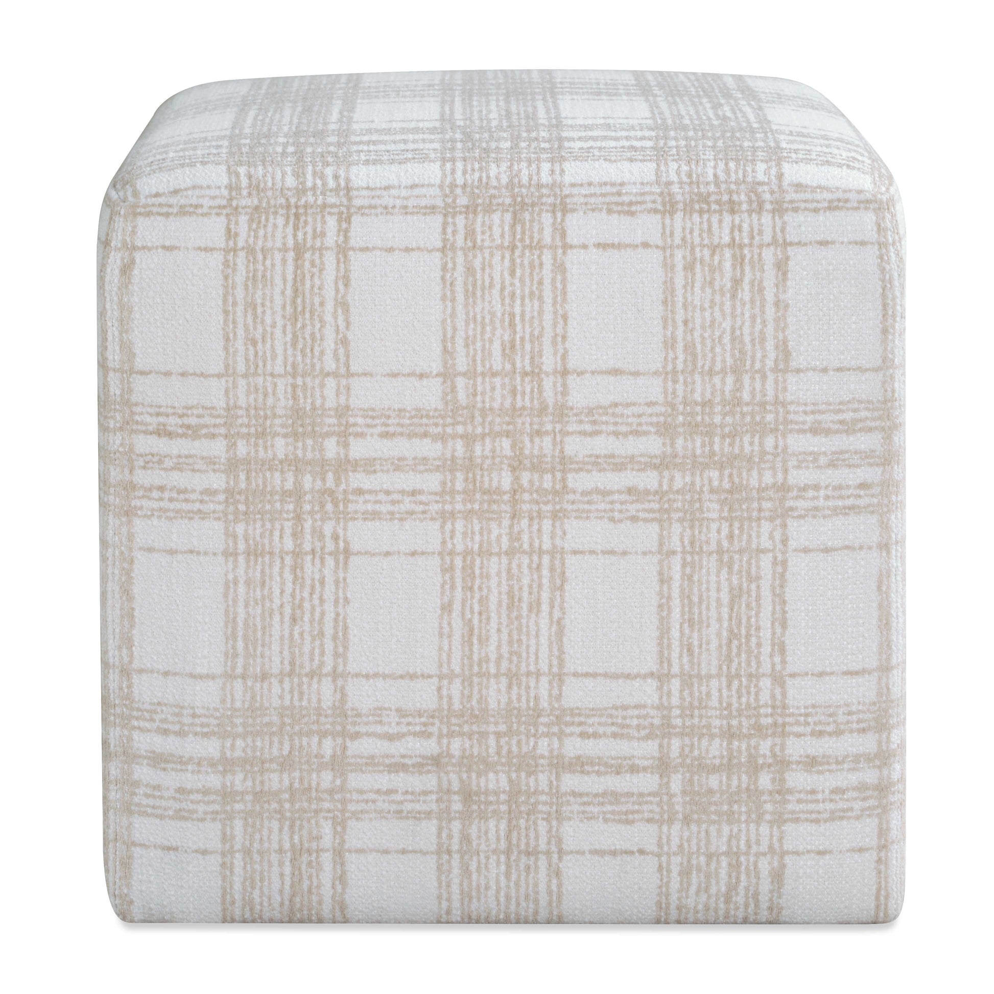 Uttermost Joie Porcelain Plaid Ottoman - White