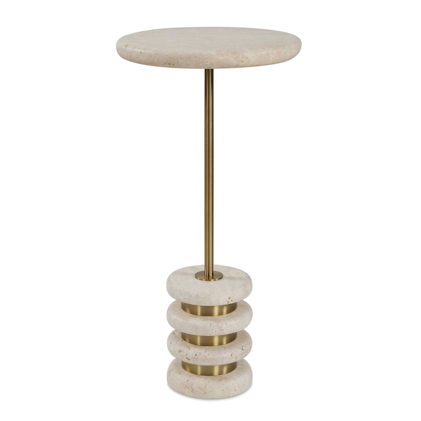 Uttermost Adames Travertine Drink Table - Brass,White