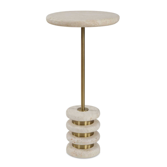 Uttermost Adames Travertine Drink Table - Brass,White