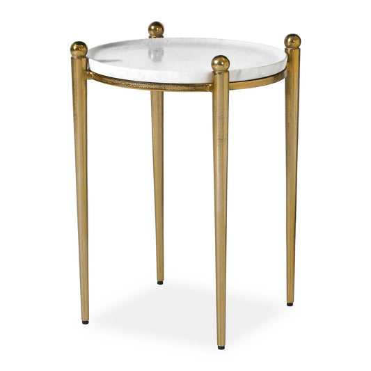 Uttermost Nahunta Antique Brass Accent Table - Brass,White