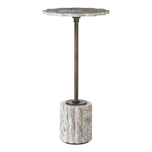 Uttermost Lana Scalloped Marble Drink Table - Bronze,Brown