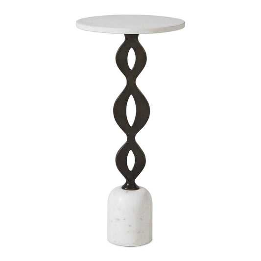 Uttermost Ila Round White Drink Table - Bronze,White