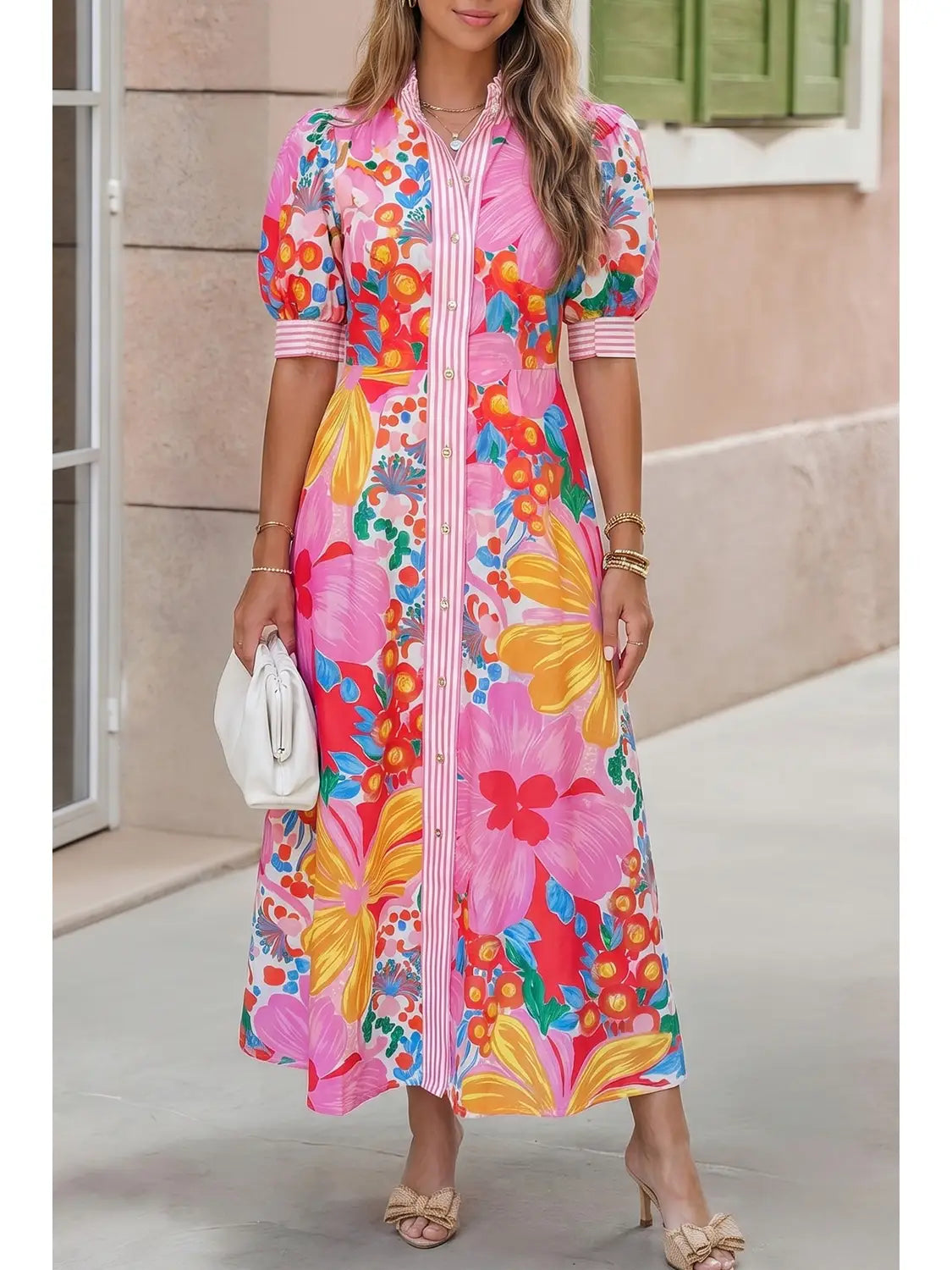 Floral Striped Maxi Dress