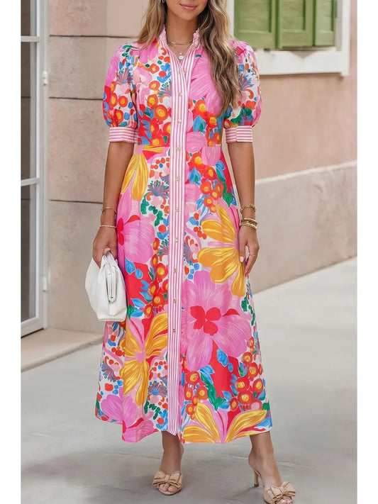 Floral Striped Maxi Dress