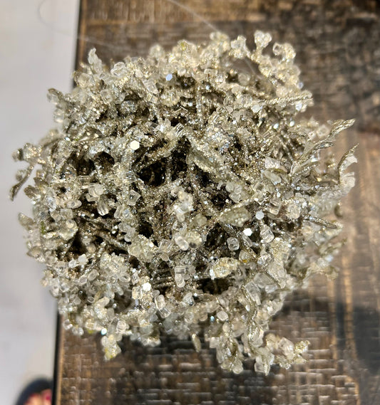 Iced Leaf Gold Twig Christmas Ornament