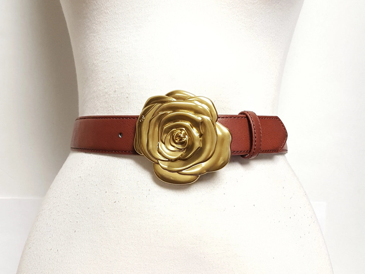 Gold Rose Statement Belt Buckle