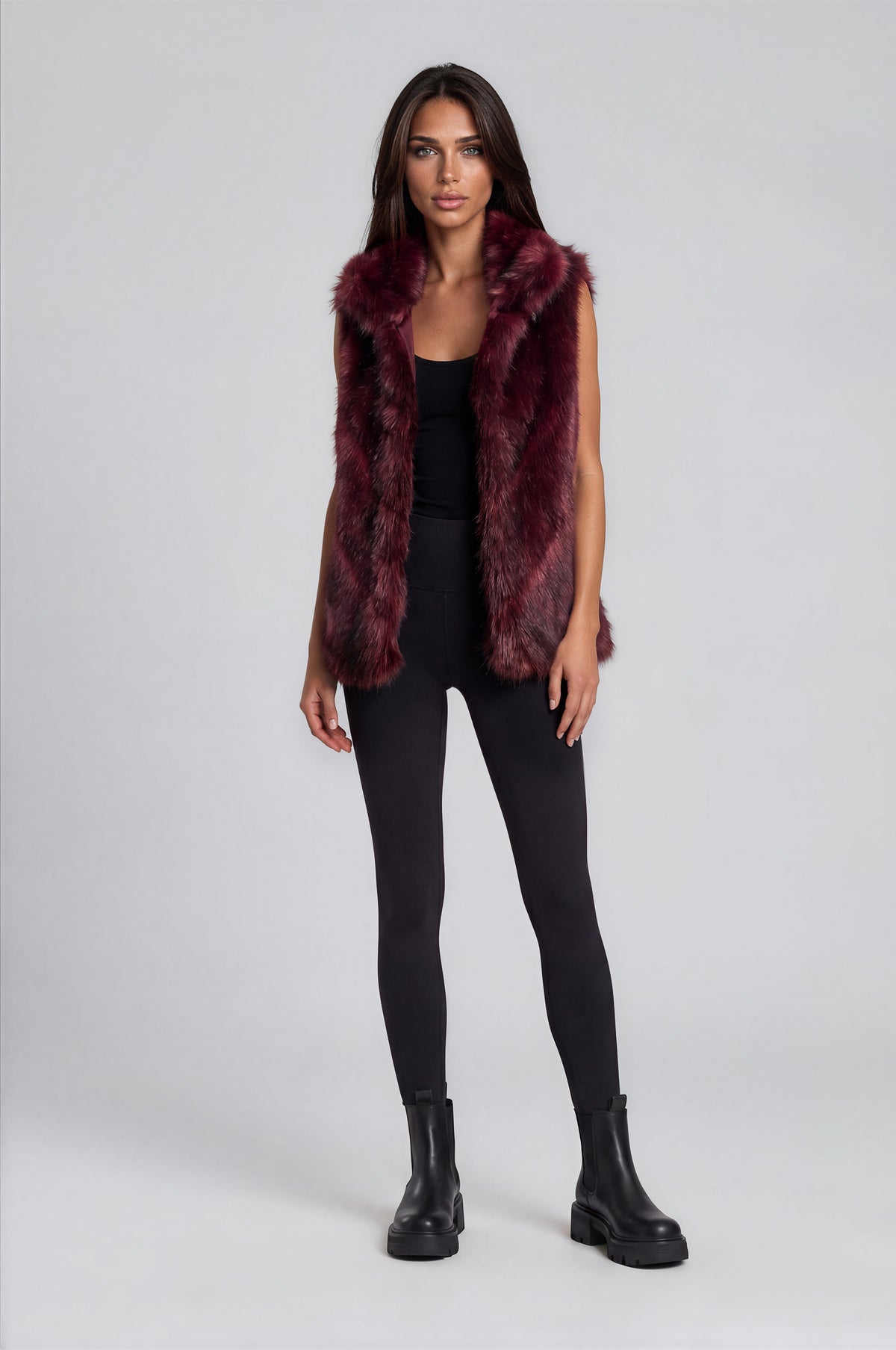 Adore – Wine Faux Fur Vest