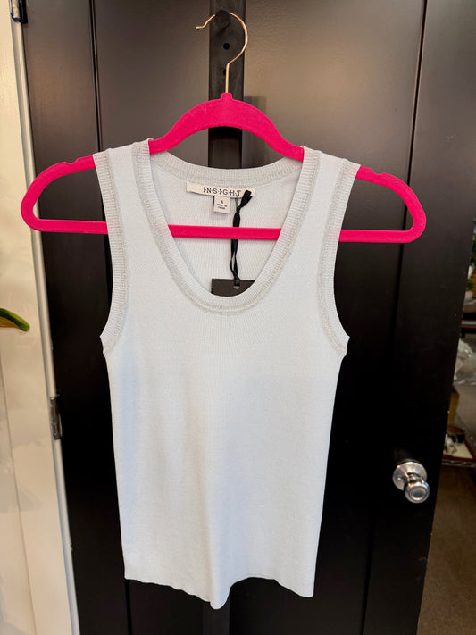 Blue Shimmer Trim Knit Tank