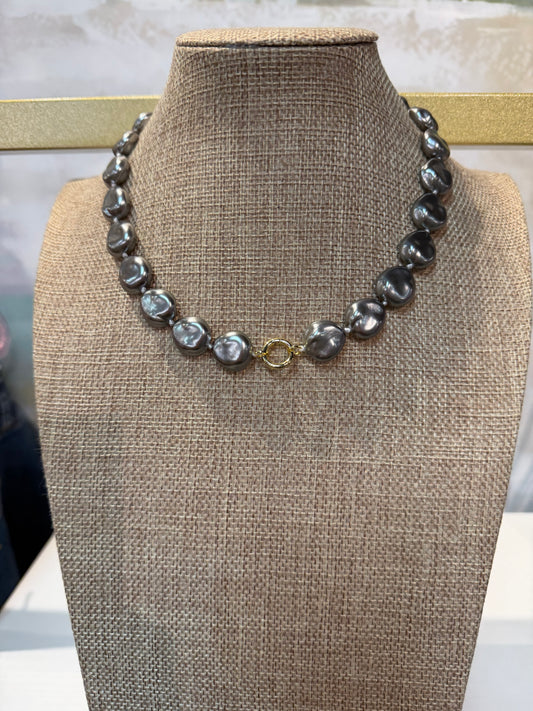 Grey Pearl Magnetic Bead Charm Necklace