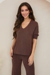 Italian V-Neck Light Sweater Knit Top