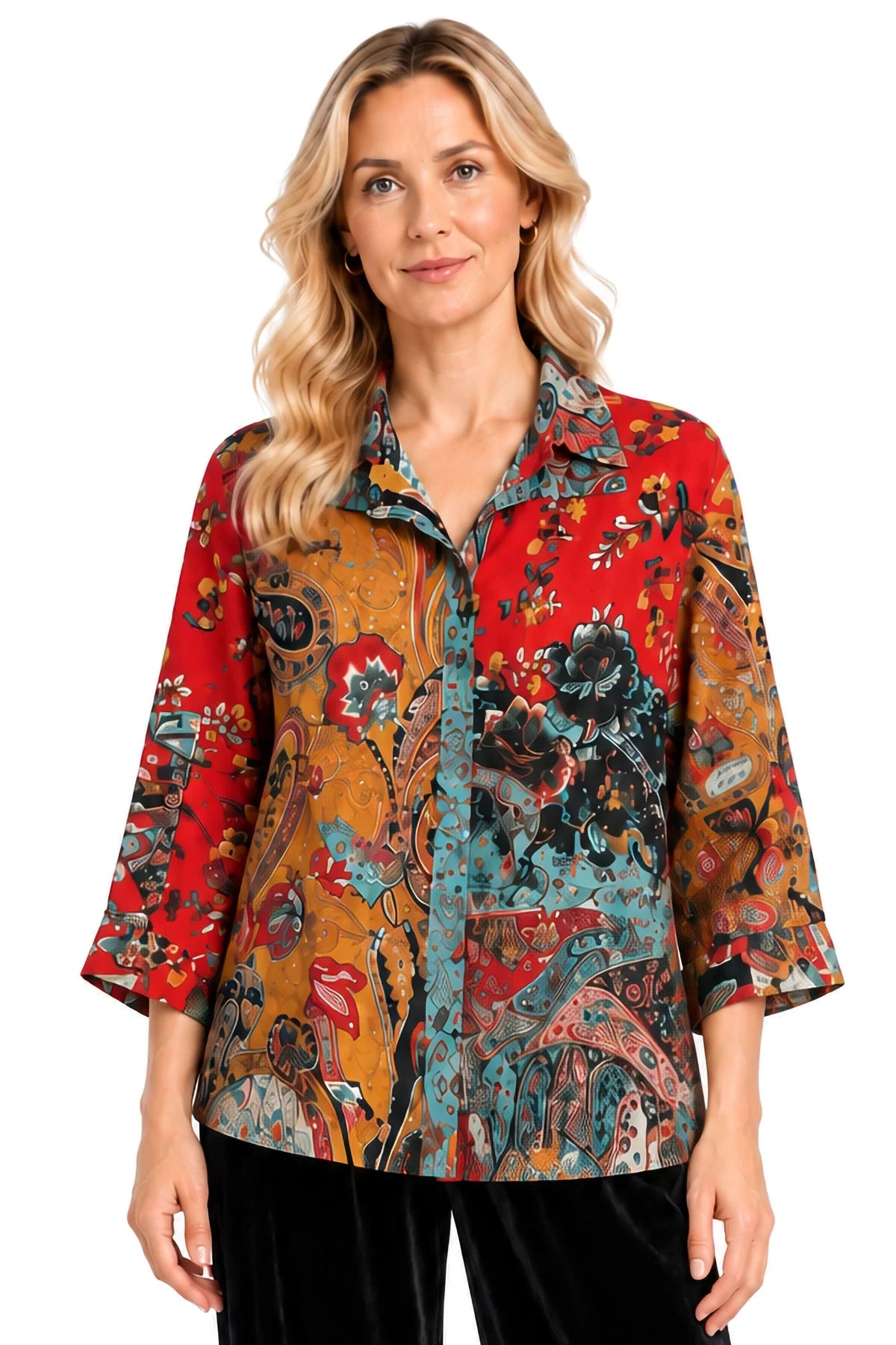 John Mark Mixed Print Blouse
