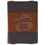 Man of God Honey-brown and Espresso Faux Leather Journal with Zipper Closure