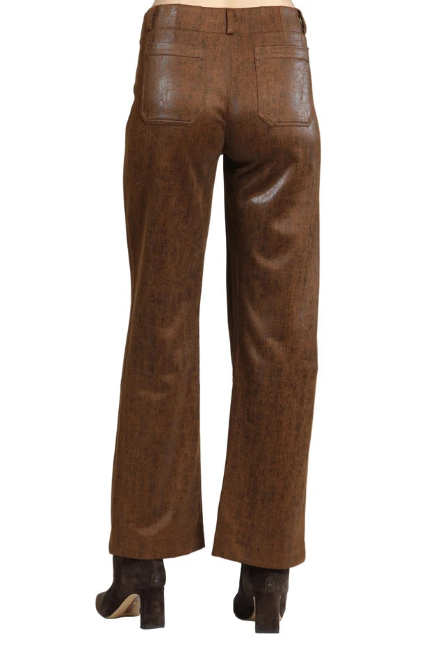APNY Wide Leg Patch Pocket Pants - Cognac