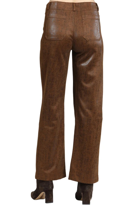 APNY Wide Leg Patch Pocket Pants - Cognac