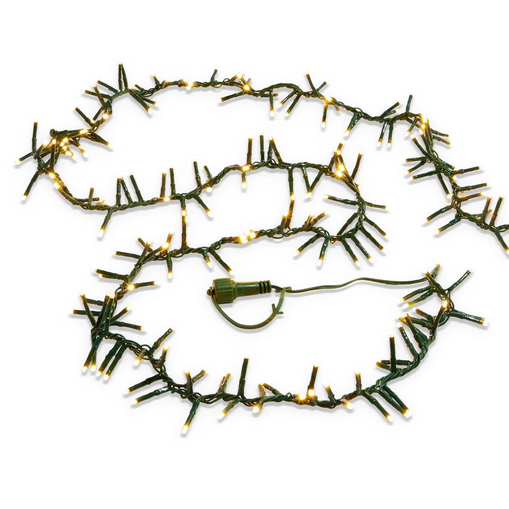 10' Connectable Cluster Gld Green Wire W/300 White Light W/Remote