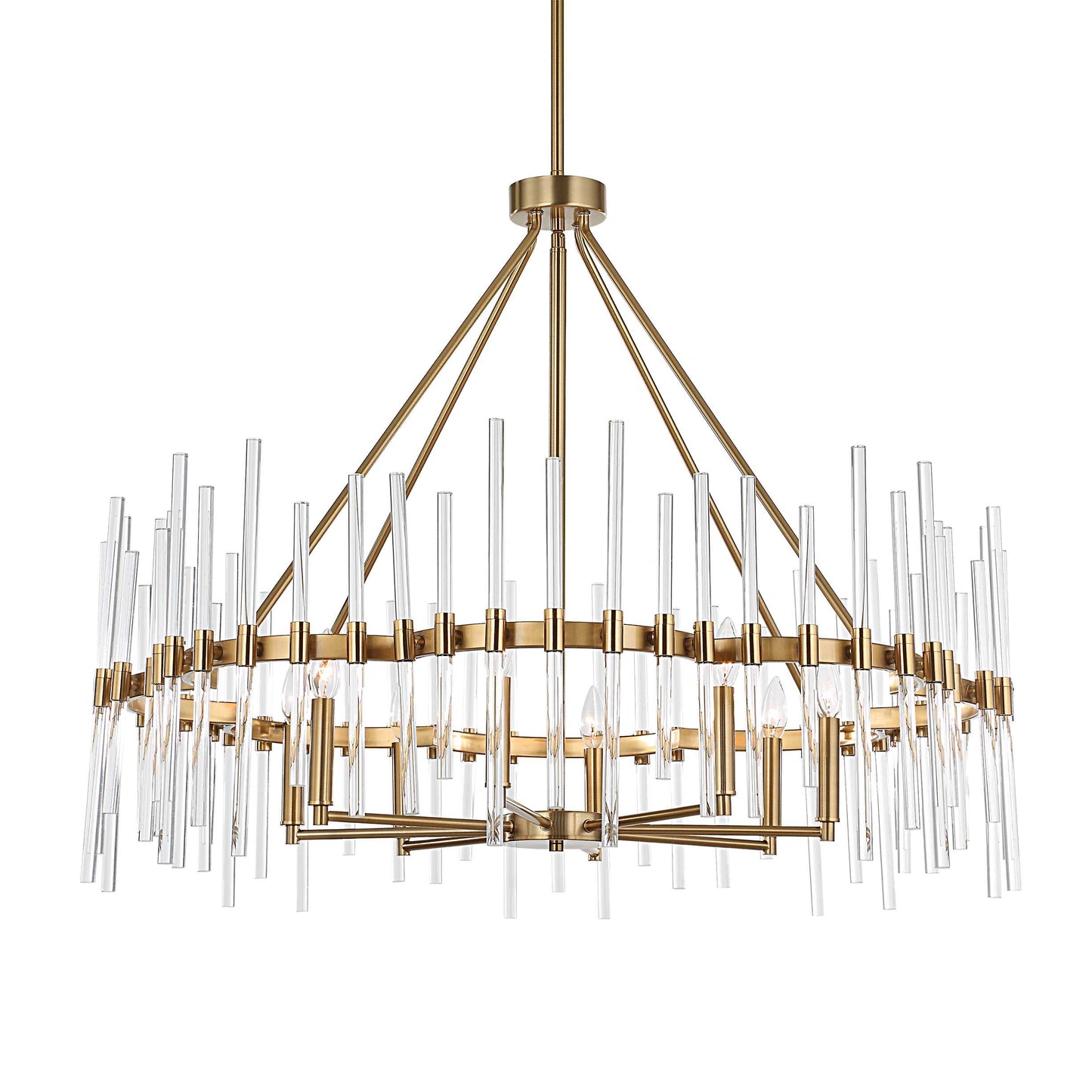 Uttermost Crystal Stick 8 Light Brass Chandelier