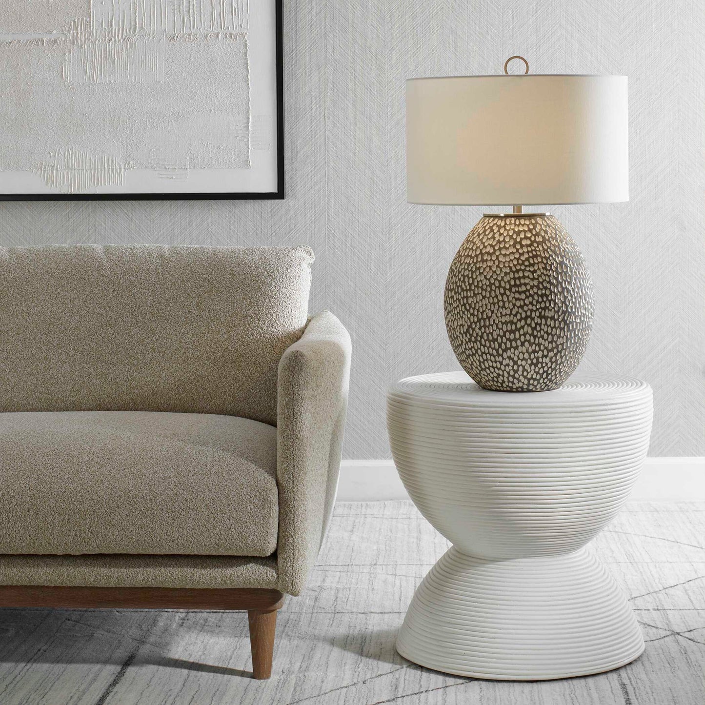 Uttermost Cyprien Gray White Table Lamp