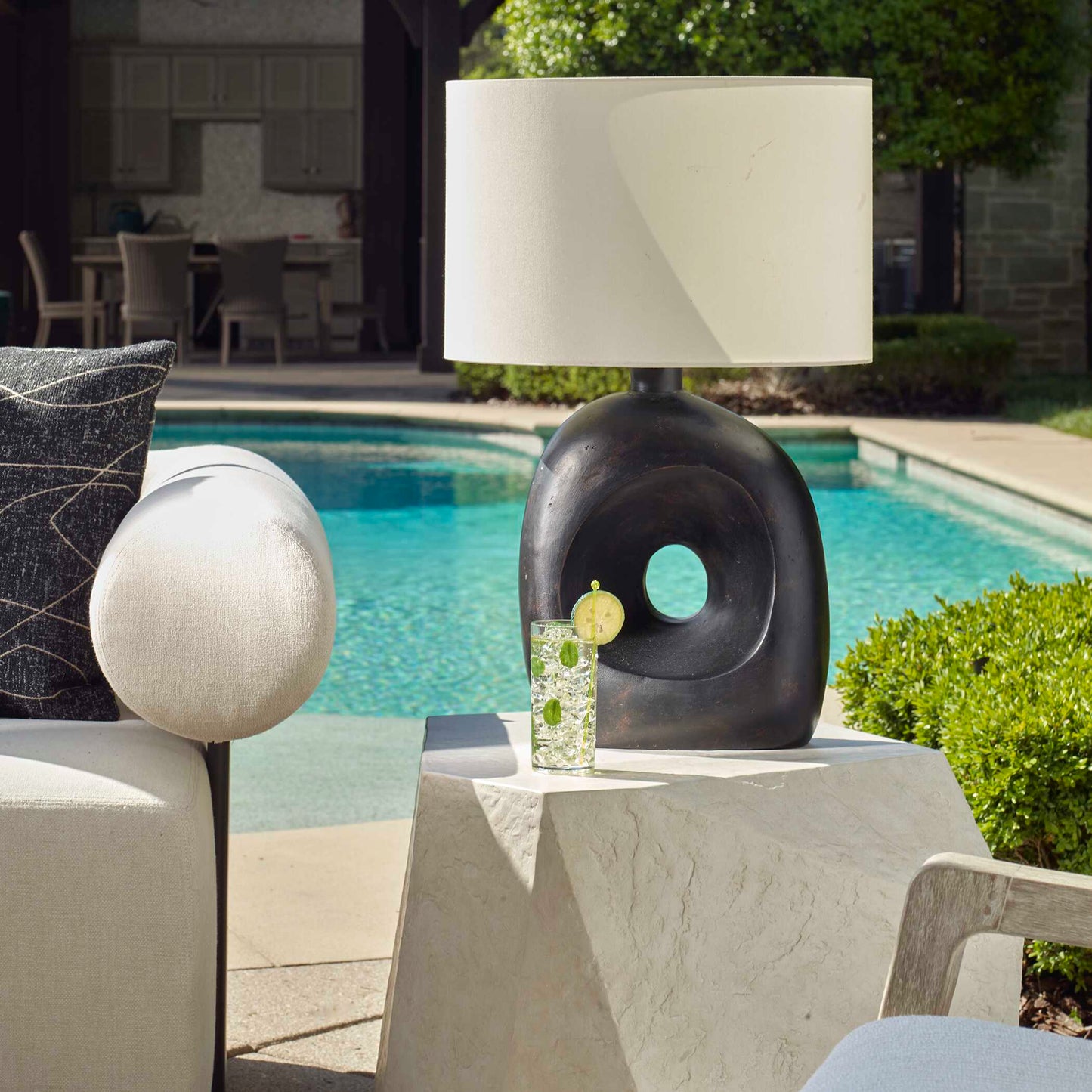 Uttermost Peephole Outdoor Bronze Table Lamp
