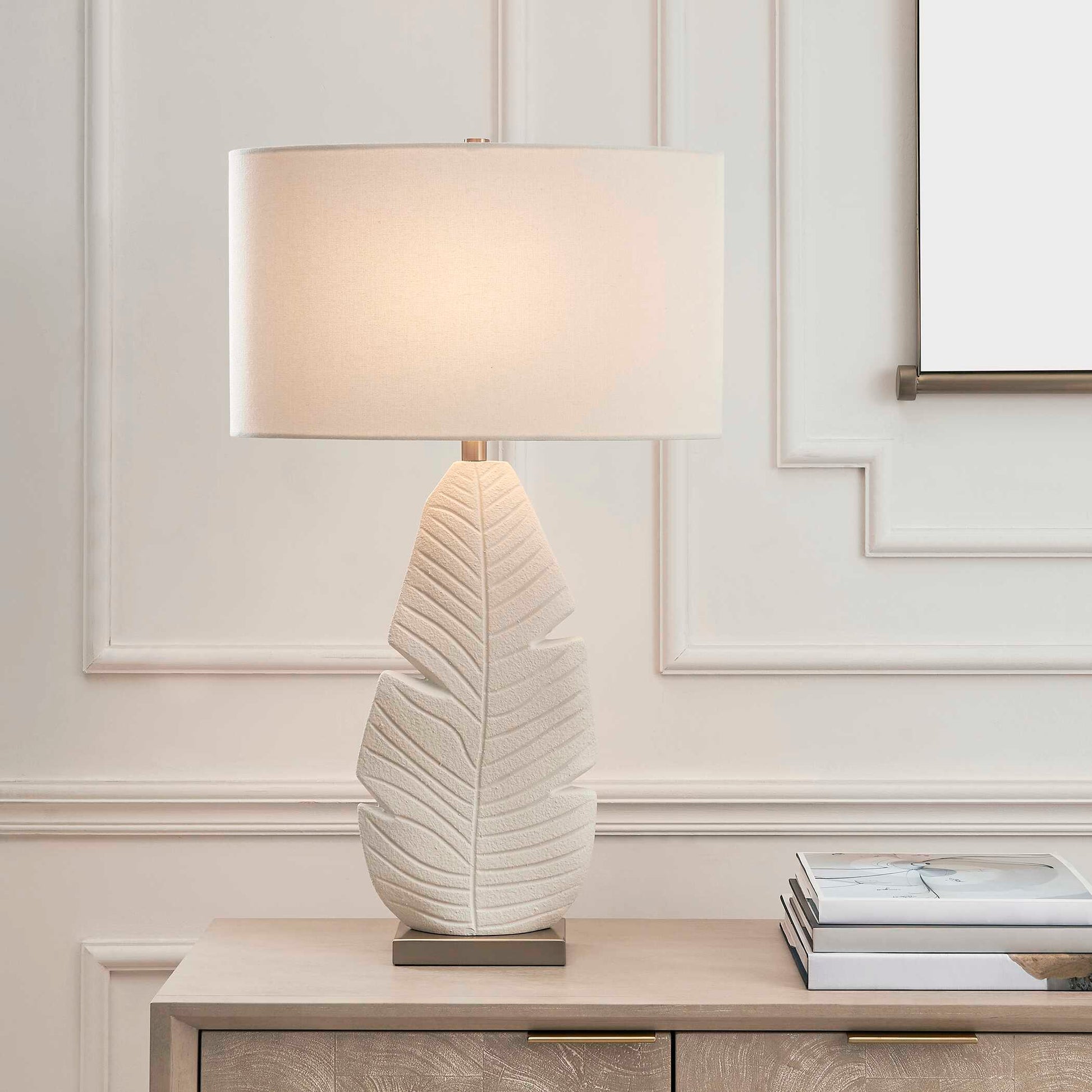 Uttermost Palm Leaf White Table Lamp