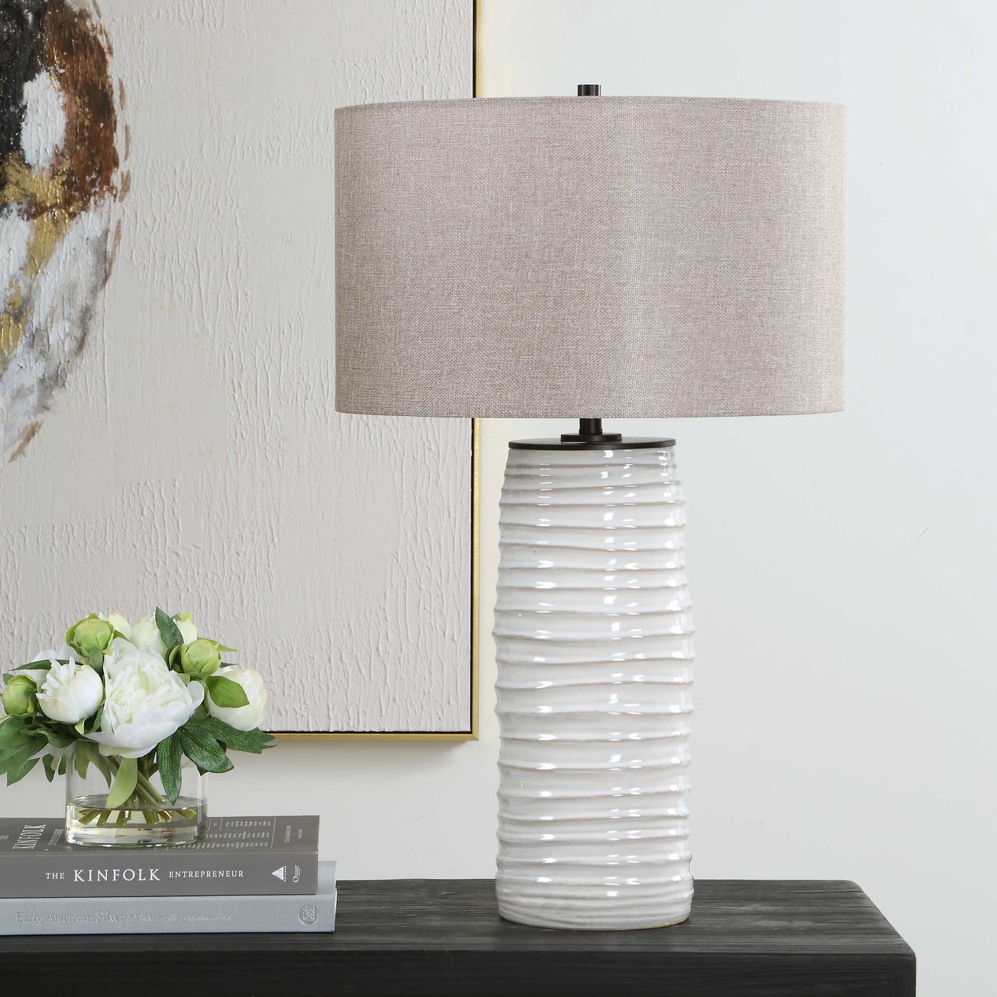 Uttermost Barat White Ceramic Table Lamp